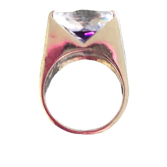 18K Gold E Purple Cubic Zirconia 2 tone silver Statement Ring Size 7.5 16gram - Picture 4 of 16